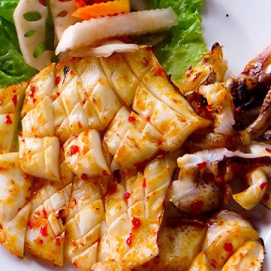 mực lá chiên bột