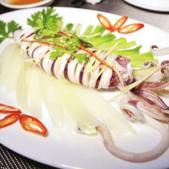 mực ống hấp gừng